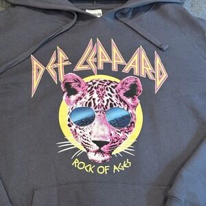 Def Leppard Sweatshirt Hoodie Women 2XL Gray Graphic Long Sleeve Pullover NWT